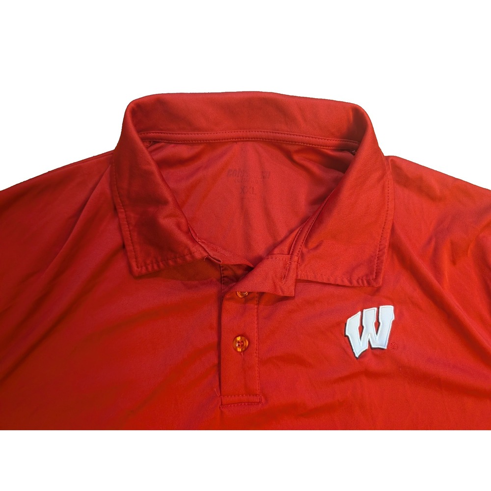 Wisconsin Badgers Polo Shirt Men's 2XL Red Embroidered Logo Golf Football NCAA